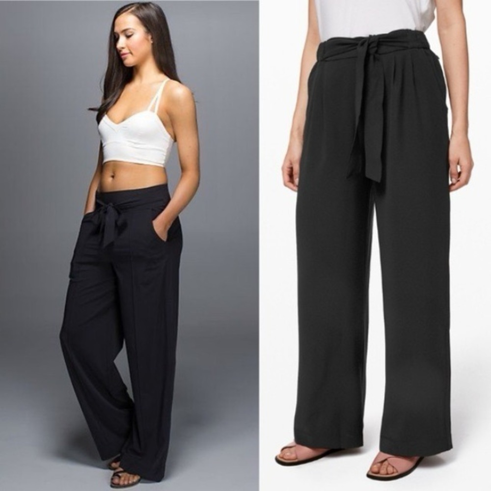 Lululemon Noir Swift Full Length Belted Wide Leg Trouser